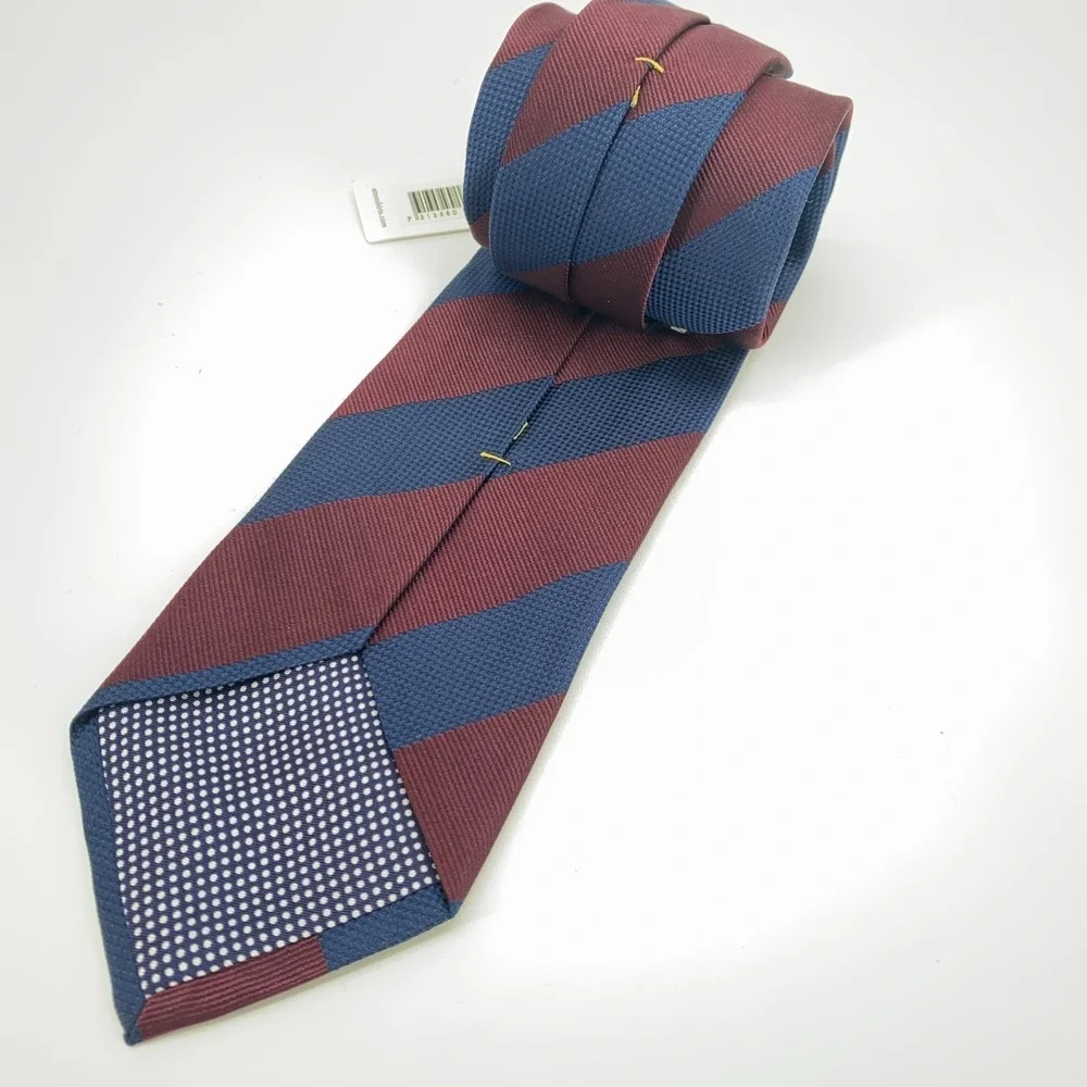 Eton Tie Men One Size Blue Maroon Silk Luxury Classic Fit Necktie Italy Made NWT